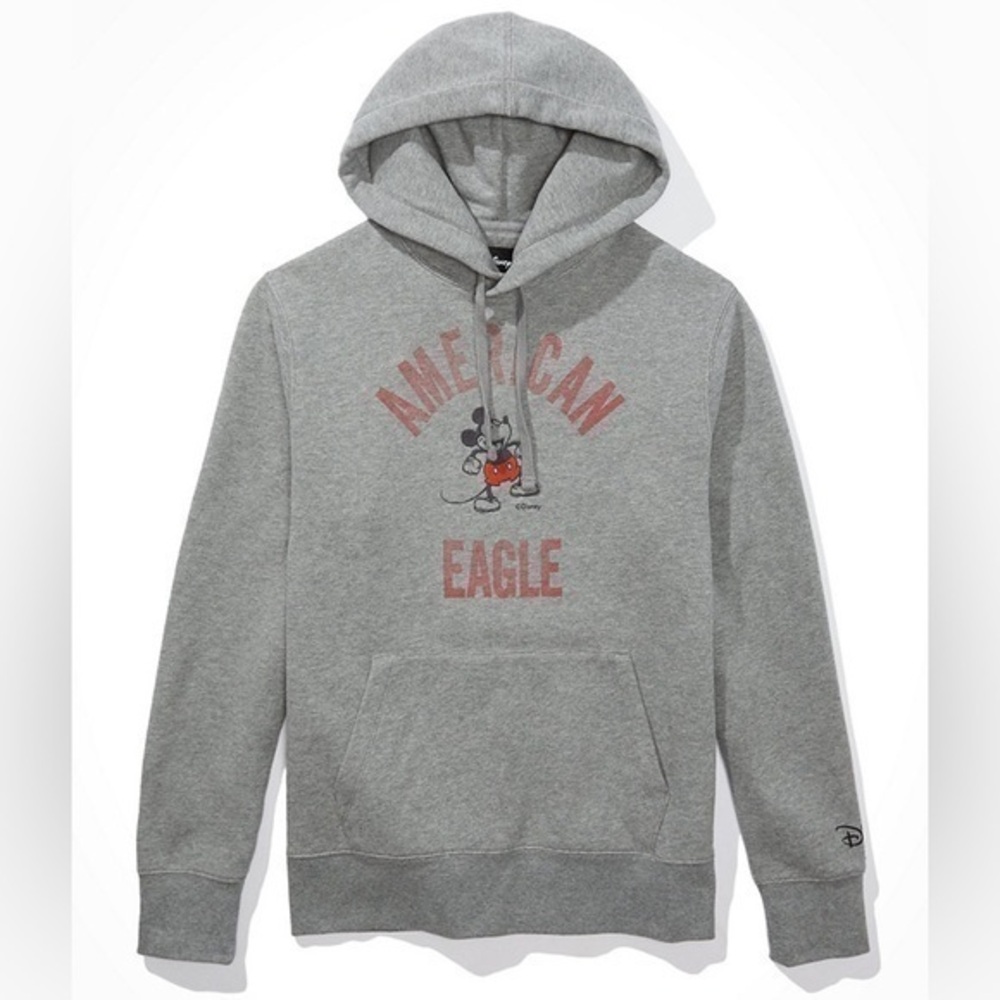 American Eagle Disney Collab Mickey Mouse Gray Hoodie Sweatshirt Men's Small